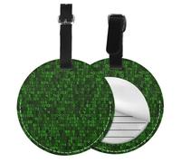 Programmer Green Decimal Computer Code,Luggage Tags Pu Leather Name Tag Travel Suitcase Identifier ID Tags Durable Baggage Label 2 pcs