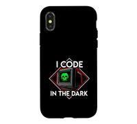 Programmer I Code In The Dark Retro Hacker Skull Case for iPhone X/XS