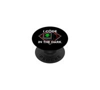 Programmer I Code In The Dark Retro Hacker Skull PopSockets Adhesive PopGrip