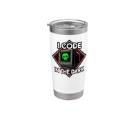 Programmer I Code in The Dark Retro Hacker Skull Stainless Steel Insulated Tumbler