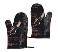 Programmer Programming Code Print Oven Gloves Set of 2, Long Kitchen Heat Resistant Mitts for BBQ, Baking, Cooking and Outdoor Grilling Handling Hot Pots Pans Women Men