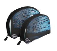 Programmer Programming Code Printing Shell Makeup Bag Set 2-Piece Cosmetic Bags Portable Travel Makeup Storage Bag for Women Girls