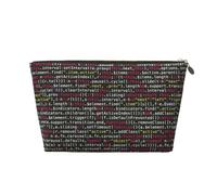 Programmer Programming Code Prints PVC Leather Travel Toiletry Bag with Gold Zippers, Waterproof Cosmetic Organiser for Makeup, Toiletries & Essentials