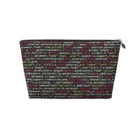Programmer Programming Code Prints PVC Leather Travel Toiletry Bag with Silver Zippers, Waterproof Cosmetic Organiser for Makeup, Toiletries & Essentials