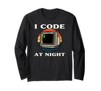 Programmer Retro Computer I Code At Night Long Sleeve T-Shirt