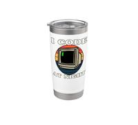 Programmer Retro Computer I Code At Night Stainless Steel Insulated Tumbler