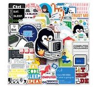 Programmer Stickers 50 Pcs Vinyl Cartoon Hackers Sticker for Water Bottle Laptop Scrapbook Skateboard Car Bike Notebook Luggage Phone,Waterproof Funny Engineers Programming Decals for Teens Adults