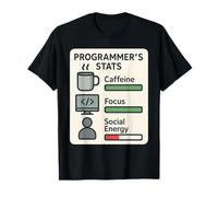 Programmer's Stats Coder Developer Coffee Introvert Graphic T-Shirt