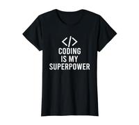 Programming Coding is My Super Power Computer Engineer Coder Value Graphic T-Shirt, Women, Black, XL