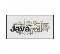 Programming Languages Word Cloud Desk Mat - Java, Python, C++ Keyboard Mouse Pad for Developers 31.5" × 15.5"