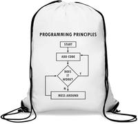 Programming Principles Start Add Code Mess Around Gym Sack Casual Drawstring Bag White