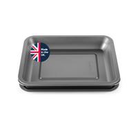 Progress 3-Piece Baking Tray & Roaster Set, Non-Stick, Stackable UK Made, Silver