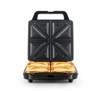 Progress 4 Slice Sandwich Maker - Make 4 XL Toasties, PFAS-Free Non-Stick Plates, Easy Cleaning, Automatic Temperature Control, 1600W, Cool Touch Handles, Power/Ready Indicator Lights, Black