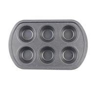 PROGRESS BW08284EU Metallic Marble 6 Cup Muffin Tray - Non-Stick Baking Sheet for Cupcakes, Carbon Steel Yorkshire Pudding Tray, Heat-Resistant Exterior, Easy to Clean, Grey