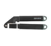 Progress BW09575GEU7 Garlic Press - Durable Stainless Steel, Easy Grip Soft-Touch Handle with Green Cuff, Easy Clean/Use, Hanging Hook for Easy Storage, Garlic & Ginger Crusher Mincer, Shimmer Range