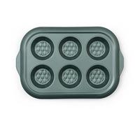 Progress BW09824G2EU7 Shimmer Non-Stick 6-Cup Muffin Tray - Carbon Steel Cupcake Pan, Perfect for Baking Sweet & Savoury Treats, Textured Base for Even Heat Distribution, Oven Safe Up to 220°C, Green