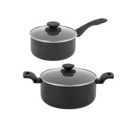 Progress COMBO-8963 Marble Ceramic Pot Set - 2 Piece Cooking Pots, 20 cm Saucepan & 24 cm Stockpot, Healthy Ceramic Non-Stick Coating, PFAS-Free, Induction Hob Suitable, Lightweight Aluminium Cookware