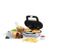 Progress Deep Fill Pie Maker - Double Non-Stick Plates, Cool Touch Lock Latch Handle, Crimping Edge, Sweet & Savoury Pies, 3-5 Min Preheat, Twin XL Pies, Fruit, Meat, Mince Pie, Silver, 1000W