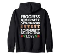 Progress Diversity Kindness Love Black History Month Zip Hoodie