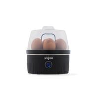 Progress Echo Egg Cooker - 7 Boiled Eggs & 2 Poached Eggs Capacity, 400W, Cook Soft/Hard-Boiled, Indicator Light, Compact Design, Includes Measuring Cup, Removable Egg Rack & Egg Poachers, Black