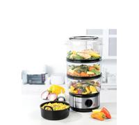Progress EK2726ZP Go Healthy Electric 3 Tier Steamer and Rice Bowl, 60 Minute Timer, 7.5 Litre Capacity, Power and Ready Indicator Lights, Dishwasher Safe Tiers, Compact Easy to Store Design, 500 W