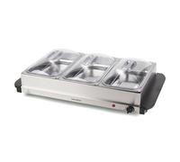 Progress EK3665P Electric Buffet Server - 3 Pan Hot Plate, Food Warmer Tray, 3 x 2.5L Removable Sections, Adjustable Temperature, 300W Portable Chafing Dish, Bain Marie, Catering Buffet Serving Tray