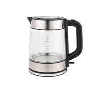 Progress Glass Electric Kettle, 1.7 L, 2200 W, Blue LED | 360 Degree Swivel Base, Cordless Jug Design, Water Level Indicator, Anti-Limescale Filter, Boil-Dry Sensor, Auto Shut-Off
