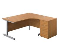 Progress I Office Desk Bundle Deal 4, 160wx80dx73h (cm), Silver Frame/ Nova Oak, Express Delivery
