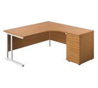Progress II Office Desk Bundle Deal 4, 160wx80dx73h (cm), White Frame, Nova Oak, Express Delivery