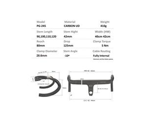 PROGRESS INTEGRATED POWER HANDLEBAR PG-245 90 MM COCKPIT INTEGRADO CARBON ROAD