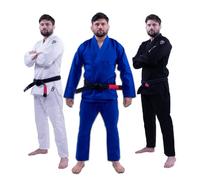 Progress Jiu Jitsu Academy Gi | Lightweight BJJ Gi with Free White Belt | BJJ Kimono for Men & Women | Tear-Resistant Jiu Jitsu Kimono for Training & Competition | Women's & Men's Kimono (Blue, A1L)