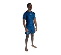 Progress Jiu Jitsu Academy Short Sleeve Rashguard | Comfortable & Durable BJJ Rashguard | Flexible Wrestling Rashguard, Navy blue, XL