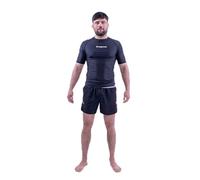Progress Jiu Jitsu Academy Short SleeveRashguard | Flexible and Durable BJJ Rash Guard | Moisture-Wicking Compression Tops for Men and Women | 80% Polyester/20% Spandex Black L