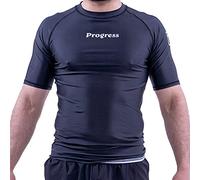 Progress Jiu Jitsu Academy Short SleeveRashguard | Flexible and Durable BJJ Rash Guard | Moisture-Wicking Compression Tops for Men and Women | 80% Polyester/20% Spandex Black XL
