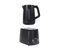 Progress Kettle & Toaster Set - 2-Slice Toaster with 6 Browning Levels and Defrost, Reheat, & Cancel Functions, 1.7 Litre Rapid Boil Kettle with Safety Features and Removable Limescale Filter, Black