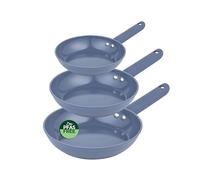 Progress Mellow Frying Pan Set, 3-Piece 20/24/28 Cm, Ceramic Nonstick | Forged Aluminium, PFAS-Free Coating, Induction Gas Electric Hobs, Blue Finish, Corrosion-Resistant, Even Heat Distribution
