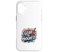 Progress Mindset Innovation Gear Motivation Graphic Case for iPhone 16 Plus