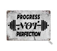 Progress Not Perfection Iron Retro Look Decoration Poster Sign For Home Gym Inspirational Quotes Wall Decor Retro Metal Tin Sign 8X12 Inches