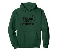 Progress Not Perfection Motivational Growth Mindset Quote Pullover Hoodie, Adult Unisex, Dark Green, X-Large