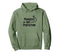 Progress Not Perfection Motivational Growth Mindset Quote Pullover Hoodie, Adult Unisex, Sage Green, X-Large