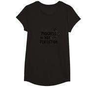 Progress Not Perfection Motivational Growth Mindset Quote T-Shirt, Girls, Black, Large