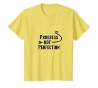Progress Not Perfection Motivational Growth Mindset Quote T-Shirt, Kids, Lemon, 4 Years