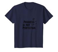 Progress Not Perfection Motivational Growth Mindset Quote T-Shirt, Kids, Navy, 2 Years