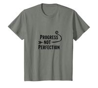 Progress Not Perfection Motivational Growth Mindset Quote T-Shirt, Kids, Olive Heather, 4 Years