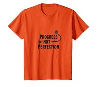 Progress Not Perfection Motivational Growth Mindset Quote T-Shirt, Kids, Orange, 4 Years