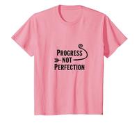 Progress Not Perfection Motivational Growth Mindset Quote T-Shirt, Kids, Pink, 4 Years