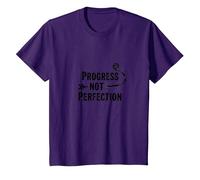 Progress Not Perfection Motivational Growth Mindset Quote T-Shirt, Kids, Purple, 4 Years