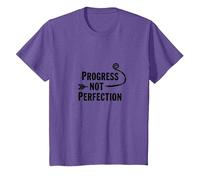 Progress Not Perfection Motivational Growth Mindset Quote T-Shirt, Kids, Purple Heather, 4 Years