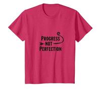 Progress Not Perfection Motivational Growth Mindset Quote T-Shirt, Kids, Red Heather, 4 Years