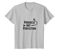 Progress Not Perfection Motivational Growth Mindset Quote T-Shirt, Kids, Silver, 4 Years